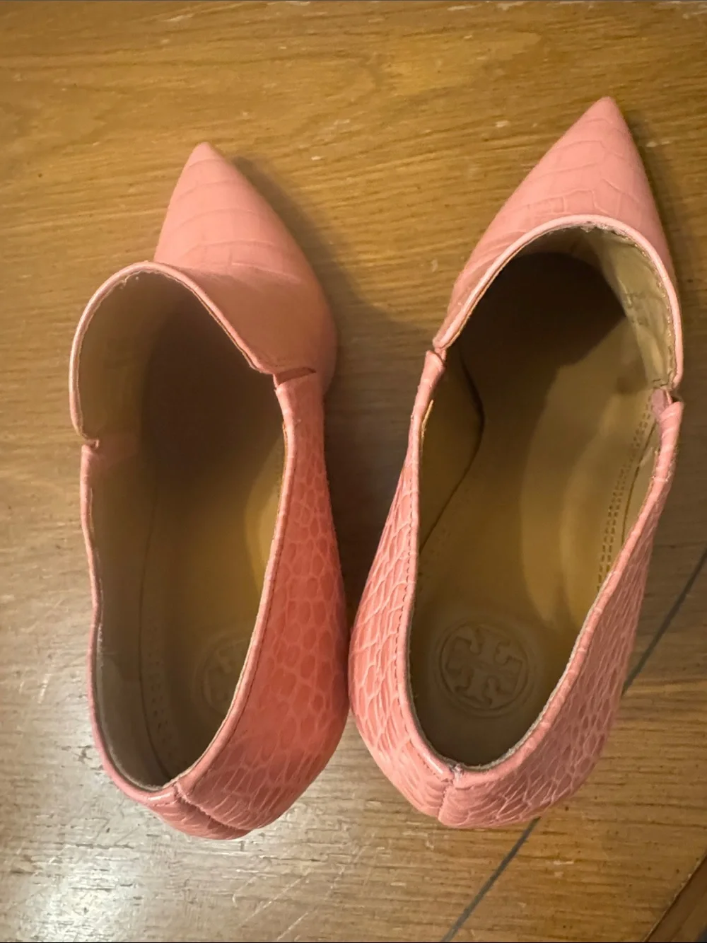Tory Burch Georgina Croc Embossed Pink Leather Ankle Bootie Size 9 EUC